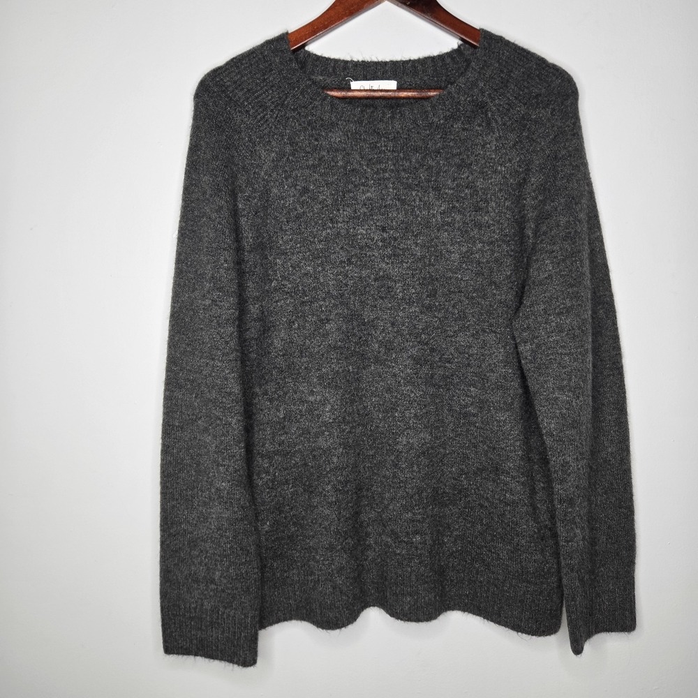 Charlotte Avery Gray Mohair Wool Blend Fuzzy Knit Sweater Pullover Medium...
